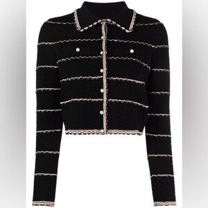 Sandro Black and beige infinity pearl cardigan